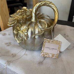 Laura Ashley Metallic Gold Pumpkin Accent